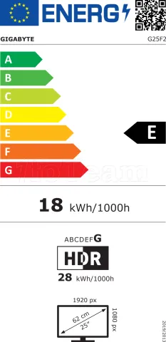 Photo de Ecran 25" Gigabyte G25F2 Full HD 200Hz (Noir)