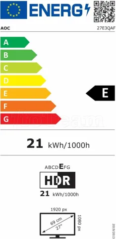 Photo de Ecran 27" AOC 27E3QAF Full HD (Noir)