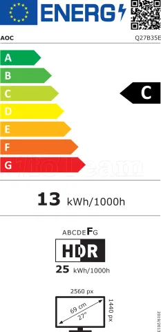 Photo de Ecran 27" AOC B3 Q27B35E Quad HD 100Hz (Noir)