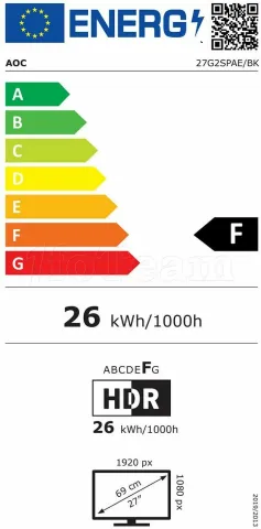 Photo de Ecran 27" AOC Gaming 27G2SPAE/BK Full HD (Noir) 165Hz