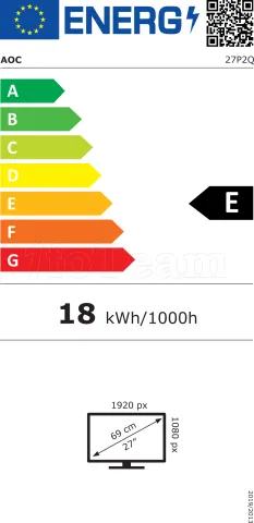 Photo de Ecran 27" AOC P2 Q27P2Q Full HD (Noir)
