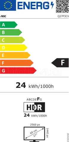 Photo de Ecran 27" AOC P3 Q27P3CV Quad HD 100Hz (Noir)