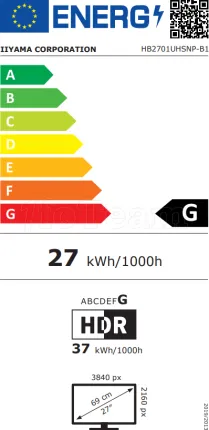 Photo de Ecran 27" Iiyama ProGraphic HB2701UHSNP-B1 4K Ultra HD (Noir)