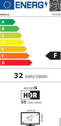 Photo de Ecran 32" ASRock Phantom Gaming PG32QF2B Quad HD (Noir) 165Hz