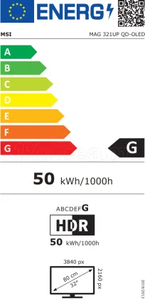 Photo de Ecran 32" MSI Mag 321UP QD-OLED 4K Ultra HD 165Hz (Noir)