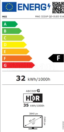 Photo de Ecran 32" MSI Mag 322UP QD-OLED E16 4K Ultra HD 165Hz (Noir)