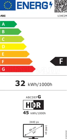 Photo de Ecran 34" AOC E2 Series U34E2M UWQHD 100Hz (Noir)