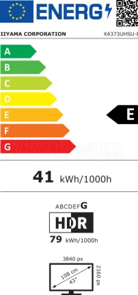 Photo de Ecran 43" Iiyama ProLite X4373UHSU-B2 4K Ultra HD (Noir)