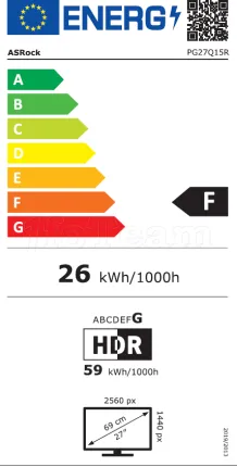 Photo de Ecran incurvé 27" ASRock Phantom Gaming PG27Q15R2A Quad HD (Noir) 165Hz