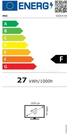Photo de Ecran incurvé 32" MSI Gaming G32C4 E2 Full HD 170Hz (Noir)