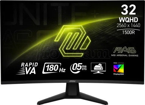 Photo de Ecran incurvé 32" MSI Mag 32CQ6F WQHD 180Hz (Noir)