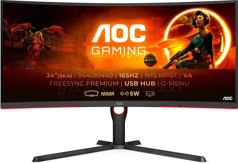 Photo de Ecran incurvé 34" AOC CU34G3S UWQHD (Noir) 165Hz