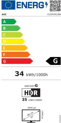 Photo de Ecran incurvé 34" AOC V5 CU34V5C UWQHD 100Hz (Noir)
