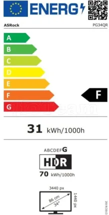 Photo de Ecran incurvé 34" ASRock Phantom Gaming PG34QRT3A WQHD 180Hz (Noir)