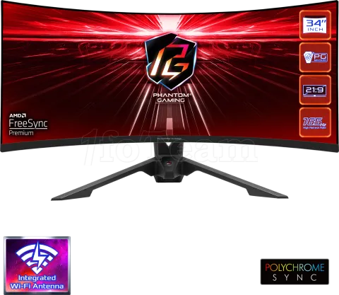 Photo de Ecran incurvé 34" ASRock Phantom Gaming PG34WQ15R3A UWQHD (Noir) 165Hz