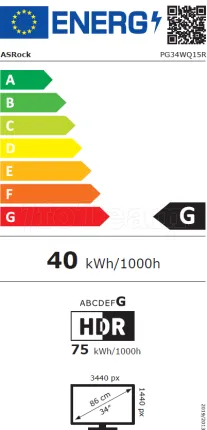Photo de Ecran incurvé 34" ASRock Phantom Gaming PG34WQ15R3A UWQHD (Noir) 165Hz