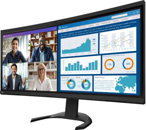 Photo de Ecran incurvé 34" Eizo FlexScan EV3450XC UWQHD (Noir) 60Hz