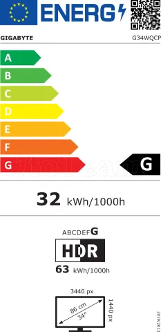 Photo de Ecran incurvé 34" Gigabyte G34WQCP UWQHD 180Hz (Noir)