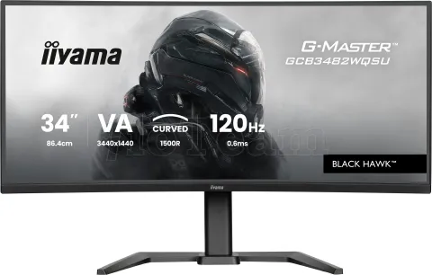 Photo de Ecran incurvé 34" Iiyama G-Master Black Hawk GCB3482WQSU-B1 UWQHD 120Hz (Noir)