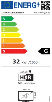 Photo de Ecran incurvé 34" Iiyama ProLite XCB3494WQSN-B5 UWQHD (Noir) 120Hz