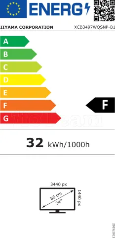 Photo de Ecran incurvé 34" Iiyama ProLite XCB3497WQSNP-B1 UWQHD 120Hz (Noir)