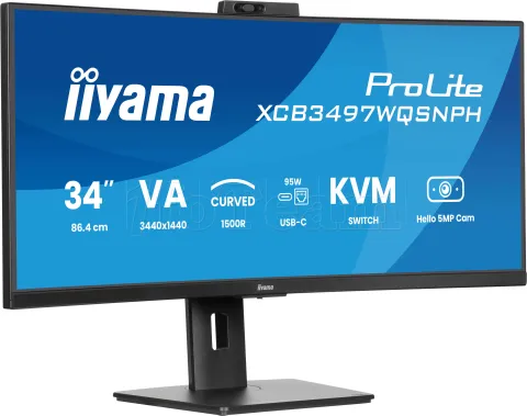 Photo de Ecran incurvé 34" Iiyama ProLite XCB3497WQSNPH-B1 UWQHD 120Hz (Noir)