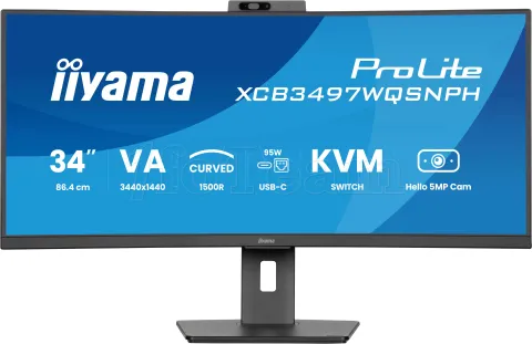 Photo de Ecran incurvé 34" Iiyama ProLite XCB3497WQSNPH-B1 UWQHD 120Hz (Noir)