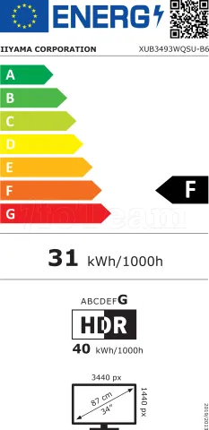 Photo de Ecran incurvé 34" Iiyama ProLite XUB3493WQSU-B6 UWQHD 120Hz (Noir)