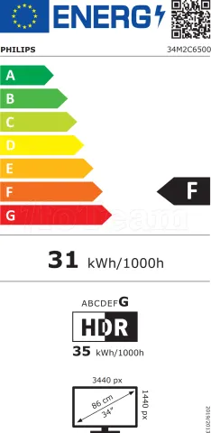 Photo de Ecran incurvé 34" Philips Evnia 34M2C6500 OLED WQHD 175Hz (Noir)