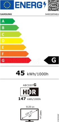 Photo de Ecran incurvé 49" Samsung Odyssey G9 G95C 5K Dual QHD 240Hz (Noir)