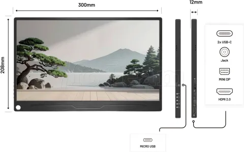 Photo de Ecran portable tactile 13,3" Japan Next WUXGA JNMDIPS133WUXGAR (Noir)