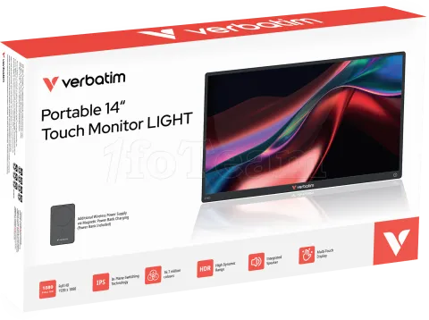 Photo de Ecran portable tactile 14" Verbatim PM-14 Full HD avec batterie externe intégré (Noir)