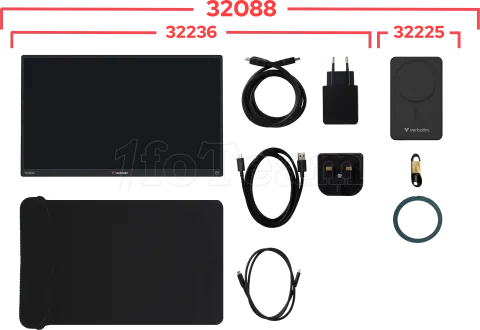 Photo de Ecran portable tactile 14" Verbatim PM-14 Full HD avec batterie externe intégré (Noir)