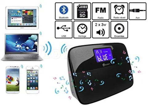 Photo de Enceinte Bluetooth multi-sources Heden FM/Réveil/Aux/USB/Horloge