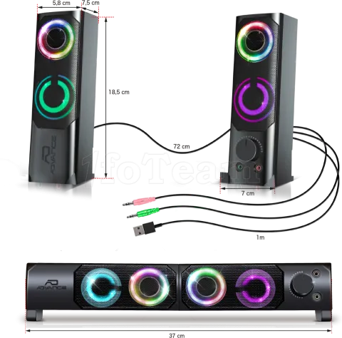 Photo de Enceintes 2en1 Advance SoundPhonic 2.0 RGB (Noir)