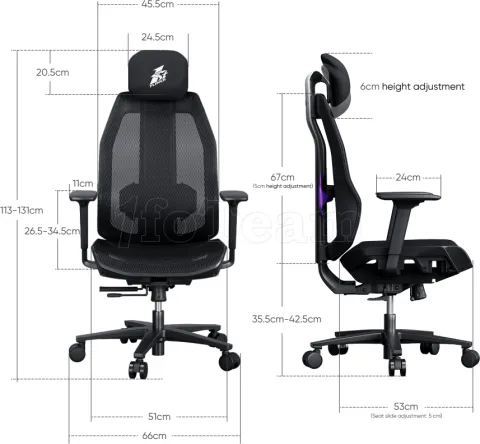 Photo de Fauteuil ergonomique 1stPlayer Ergo Aero (Noir)