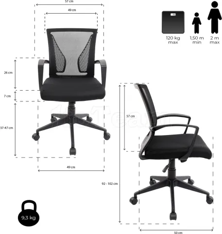 Photo de Fauteuil ergonomique Advance Aerolite (Noir)