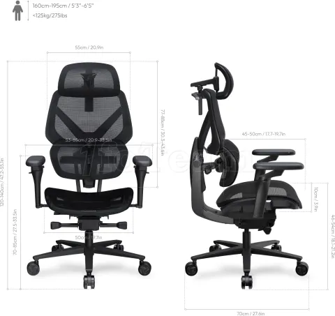 Photo de Fauteuil ergonomique ThunderX3 Flex Pro Mesh (Noir)