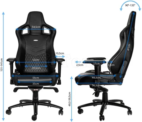 Photo de Fauteuil Gamer Noblechairs Epic en Cuir véritable (Noir)