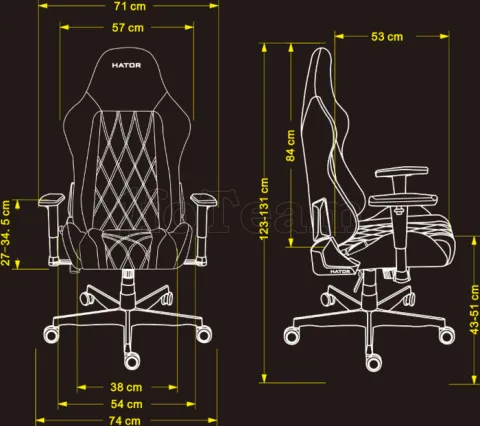 Photo de Fauteuil Hator Darkside 3 Fabric - Taille M (Noir)