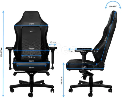 Photo de Fauteuil Noblechairs Hero en Cuir véritable (Noir)