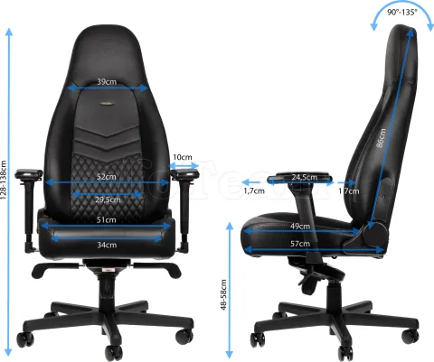 Photo de Fauteuil Noblechairs Icon en Cuir véritable (Noir)