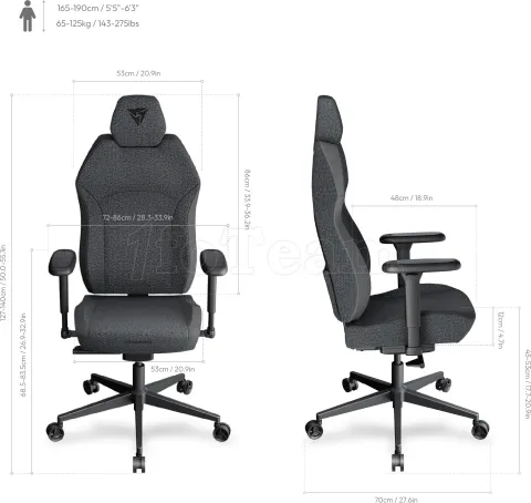 Photo de Fauteuil ThunderX3 Solo 360 Racer (Noir/Bleu)