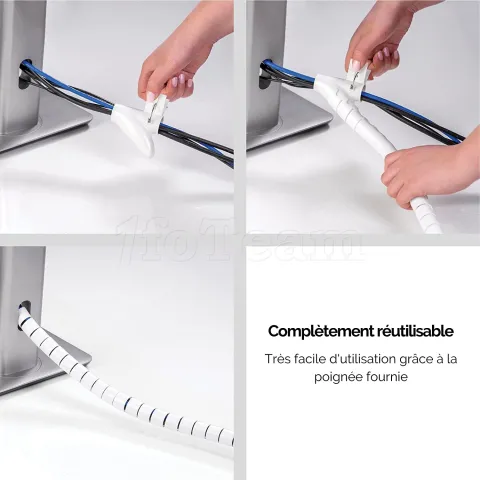 Photo de Gaîne Organisateur de câbles Fellowes CableZip 2mx20mm avec outil de pose (Blanc)