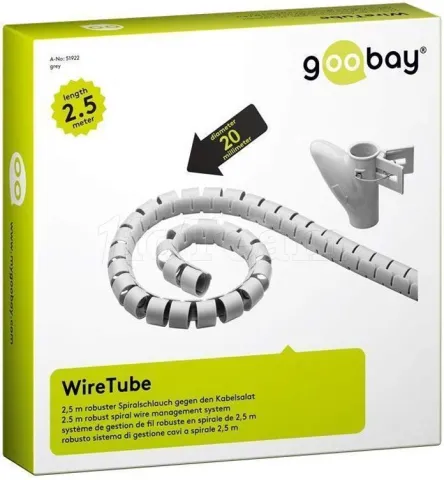 Photo de Gaîne Organisateur de câbles Goobay WireTube 2,5mx20mm avec outil de pose (Gris)