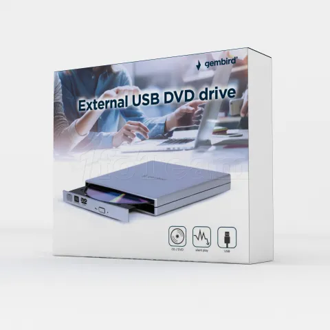 Photo de Graveur DVD externe Gembird DVD-USB-021 (Argent)