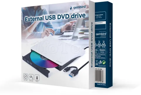 Photo de Graveur DVD externe Gembird DVD-USB-031 (Blanc)