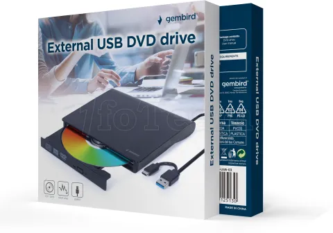 Photo de Graveur DVD externe Gembird (Noir)