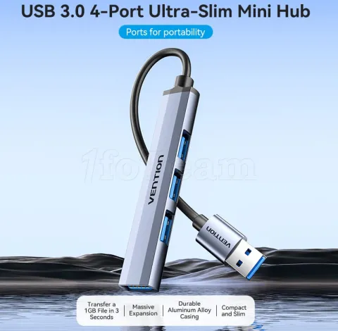 Photo de Hub USB 2.0 / 3.0 Vention 4 ports 0.15m (Gris)