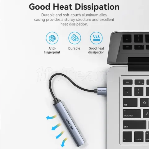 Photo de Hub USB 2.0 / 3.0 Vention 4 ports 0.15m (Gris)